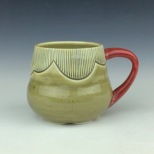 Jee Eun Lee - Red Handle Mug - Amber Celadon #31