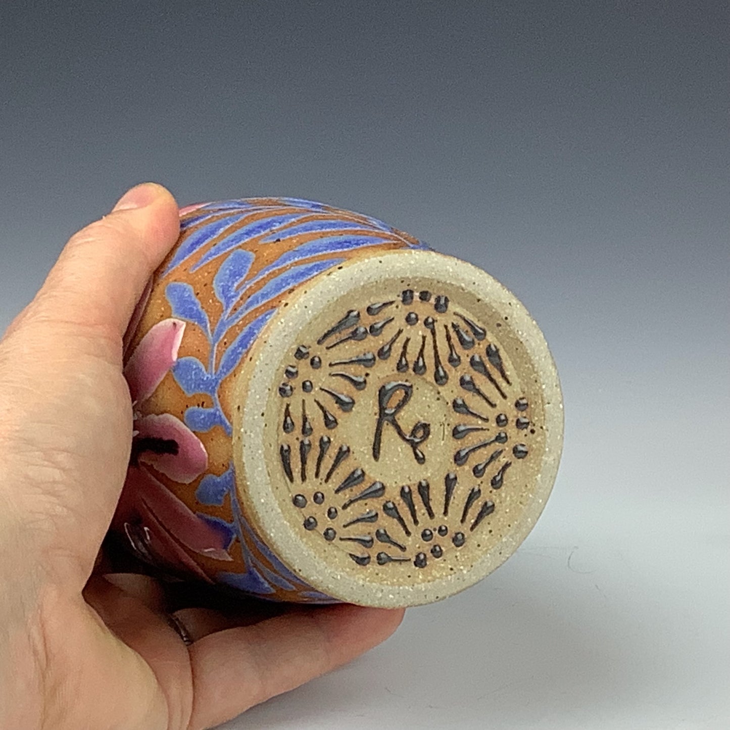 Ruth Easterbrook - Blue & Pink Tall Tumbler #17