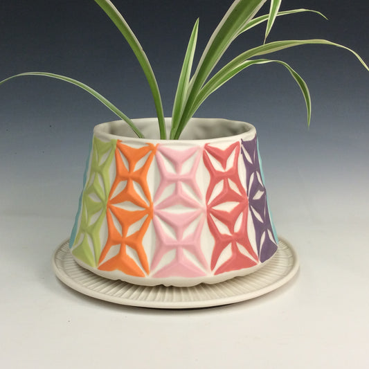 Kelly Justice Large Planter Set - Rainbow Thin Stripes #208