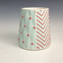 Load image into Gallery viewer, Kelly Justice GJK1244 Small Triangle Bud Vase - Red and Light Turquoise #244
