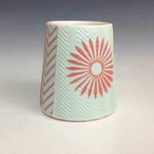 Load image into Gallery viewer, Kelly Justice GJK1244 Small Triangle Bud Vase - Red and Light Turquoise #244
