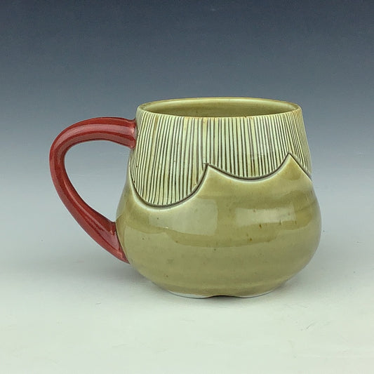 Jee Eun Lee - Red Handle Mug - Amber Celadon #31