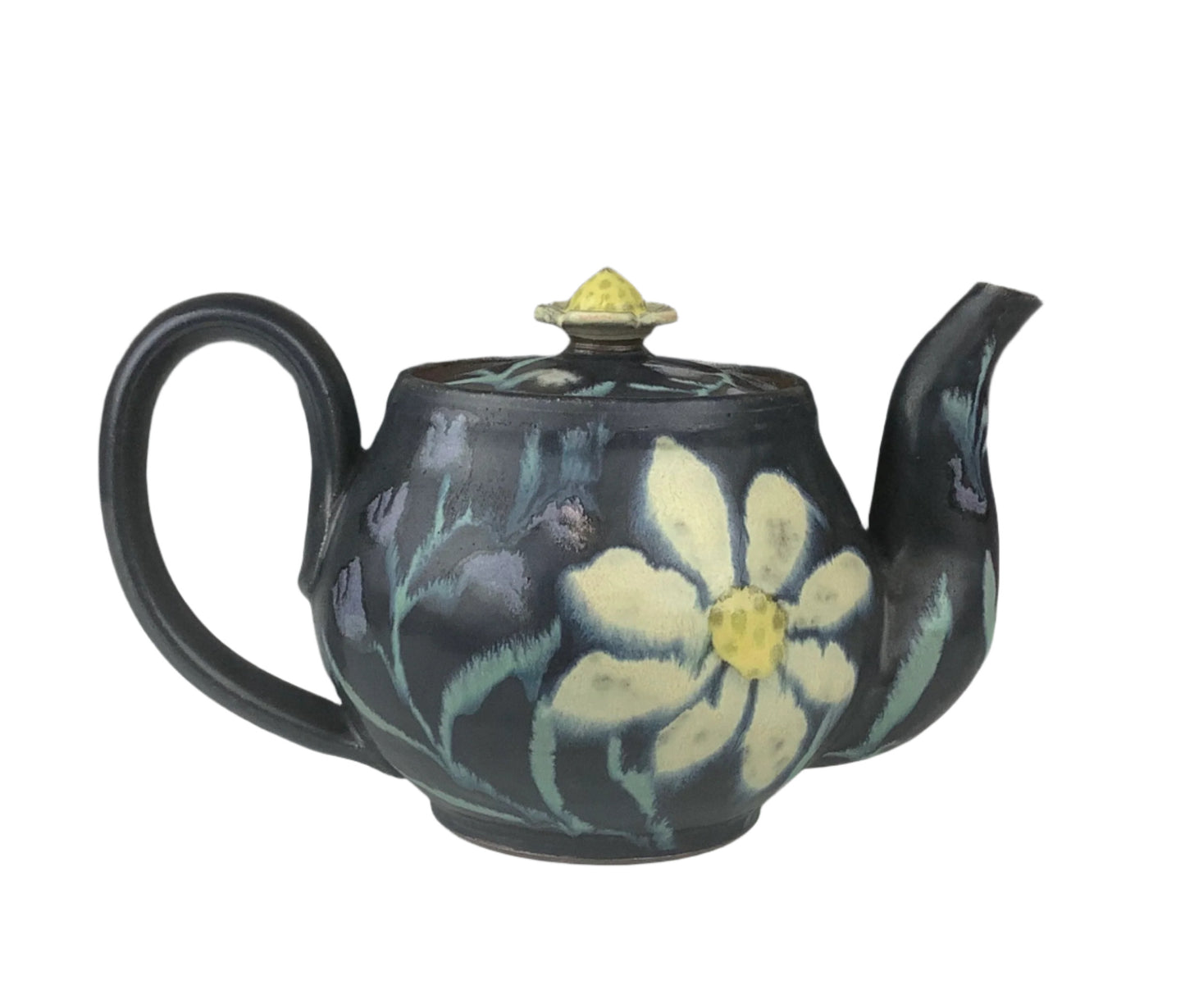 Ruth Easterbrook - Black Background Mixed Flowers Teapot #26