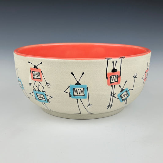 Margery Rose - TV Blues bowl - coral interior #1