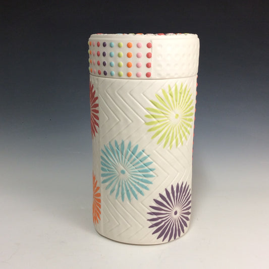 Kelly Justice Rainbow Jar with Pinwheels and Dots #204