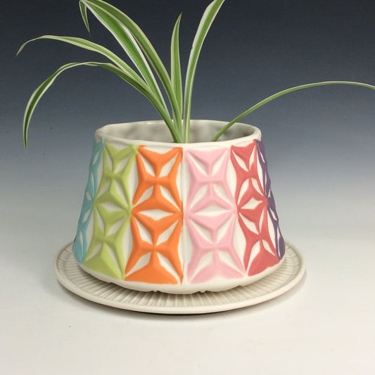 Kelly Justice Large Planter Set - Rainbow Thin Stripes #208