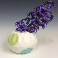 Load image into Gallery viewer, Kelly Justice Sphere Bud Vase - White with Big Polka Dots #242
