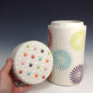 Kelly Justice Rainbow Jar with Pinwheels and Dots #204