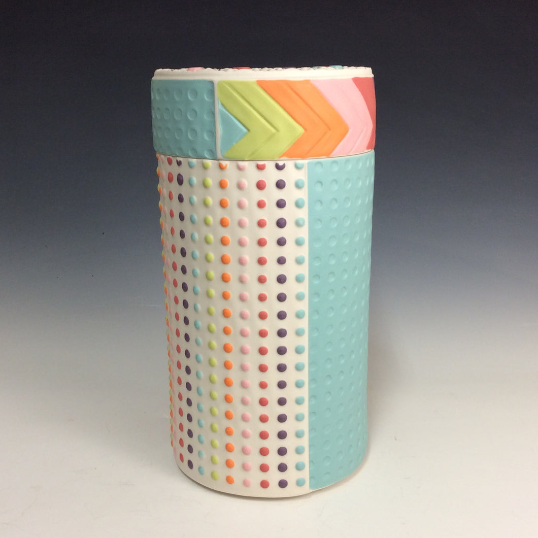 Kelly Justice Rainbow Jar with Dots and Chevron #203